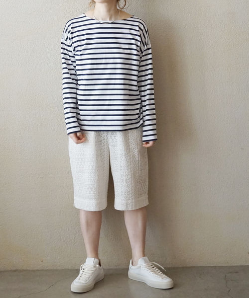 JOURNAL STANDARD LUXE(ジャーナルスタンダード ラックス)の「【M.B.L】L/SL DROP SHOULDER BASQUE SHIRT(Tシャツ/カットソー・レディース・ホワイト・2)」の1枚目の写真