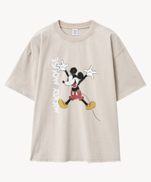 ヴィンテージウォッシングジャンプ_ミッキー_ Tシャツ (ベージュ)