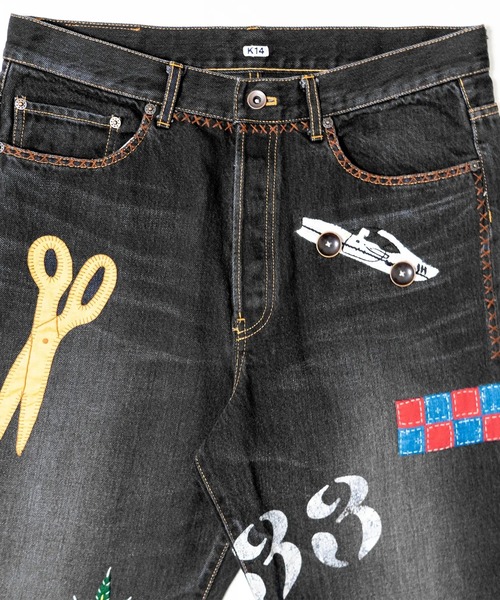 KHOKI(コッキ)の「【KHOKI/コッキ】Hand-Embroidered Denim Pants(デニムパンツ・メンズ・ブラック/インディゴブルー・2/1)」の4枚目の写真