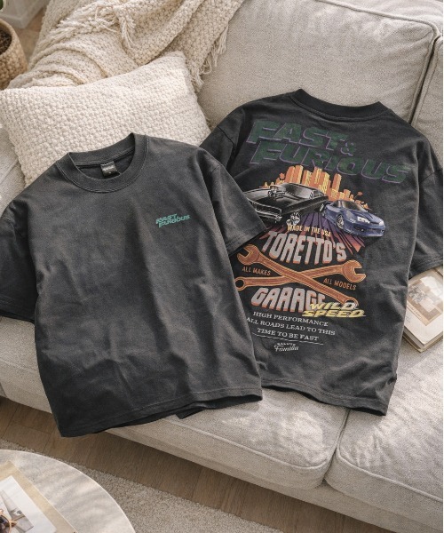 ALWAYS GOOD TIME（オルウェイズグッドタイム）の「【ＦＡＳＴ＆ＦＵＲＩＯＵＳ/ワイルドスピード】ＵＳＤ加工ヴィンテージプリント半袖Ｔシャツ/Movie Tee/ユニセックス（Tシャツ/カットソー・メンズ・ブラック系その他/アイボリー/ホワイト系その他/スミクロ・LL/L/M）」の3枚目の写真