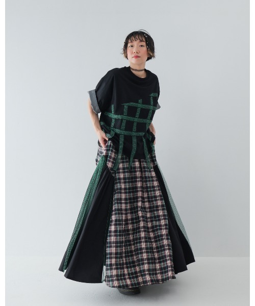 unica（ユニカ）の「チェックコンビネーションギャザースカート  laides（スカート・レディース・ブラック×イエロー/ブラック×ホワイト/ブラック×グリーン・F）」の15枚目の写真