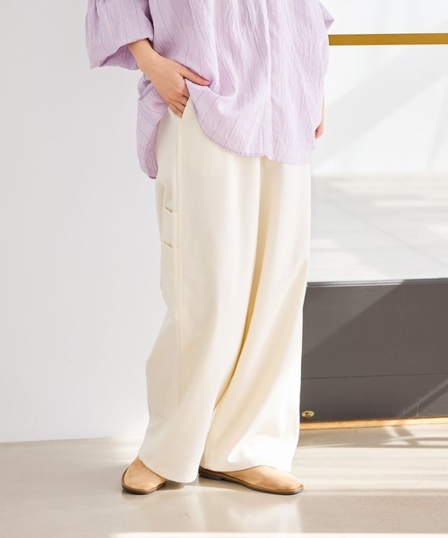 studio CLIP（スタディオクリップ）の「ルーズストレッチペインターパンツ[プチ・プラスサイズあり]（その他パンツ・レディース・インディゴブルー/ベージュ/オフホワイト・MEDIUM/LARGE/ﾌﾘｰ(L)/PF）」の2枚目の写真