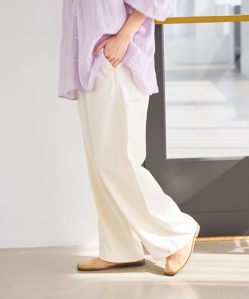 studio CLIP（スタディオクリップ）の「ルーズストレッチペインターパンツ[プチ・プラスサイズあり]（その他パンツ・レディース・インディゴブルー/ベージュ/オフホワイト・MEDIUM/LARGE/ﾌﾘｰ(L)/PF）」の4枚目の写真