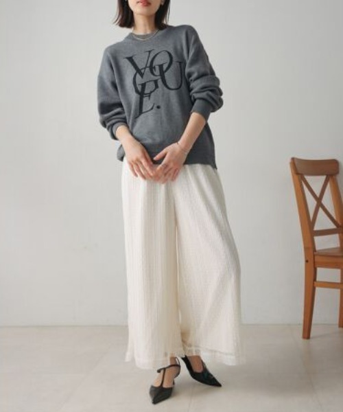 Bou Jeloud（ブージュルード）の「チュールプリーツフレアパンツ（その他パンツ・レディース・ブラック/アイボリー・MEDIUM）」の5枚目の写真