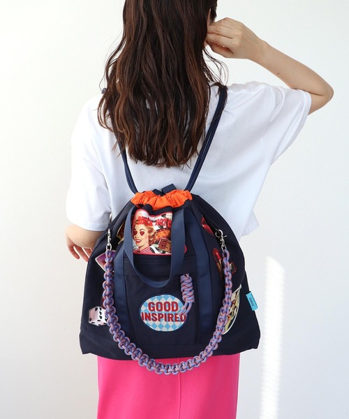 Cepica(セピカ)の「【Cepica×CONTROL FREAK】パッチナイロン3Wayスクエアトート(別注)(トートバッグ・レディース・オフホワイト/ネイビー・FREE)」の2枚目の写真