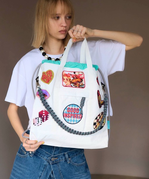 Cepica(セピカ)の「【Cepica×CONTROL FREAK】パッチナイロン3Wayスクエアトート(別注)(トートバッグ・レディース・オフホワイト/ネイビー・FREE)」の3枚目の写真