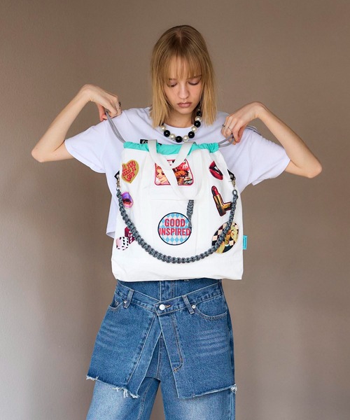 Cepica(セピカ)の「【Cepica×CONTROL FREAK】パッチナイロン3Wayスクエアトート(別注)(トートバッグ・レディース・オフホワイト/ネイビー・FREE)」の4枚目の写真