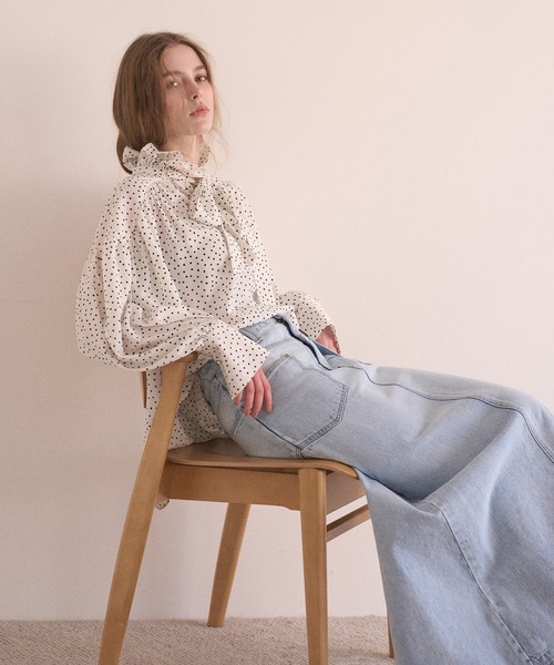 MIELI INVARIANT(ミエリインヴァリアント)の「Dot Frill Classical Blouse(シャツ/ブラウス・レディース・ホワイト系その他/ブラック系その他・FREE)」の9枚目の写真