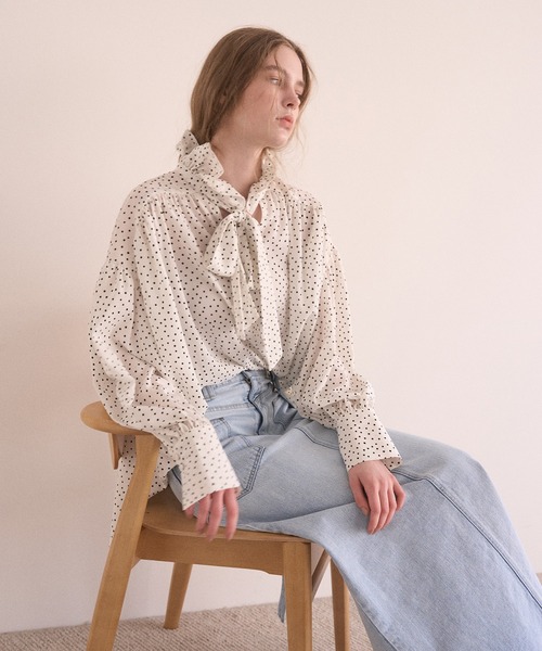 MIELI INVARIANT(ミエリインヴァリアント)の「Dot Frill Classical Blouse(シャツ/ブラウス・レディース・ホワイト系その他/ブラック系その他・FREE)」の10枚目の写真