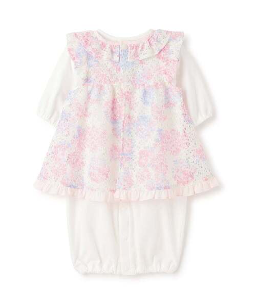 sense of wonder（センスオブワンダー）の「アジサイレースエプロンつき2WAYオール【オーガニック】（ロンパース・キッズ・ピンク/レモンイエロー・50-70cm）」の3枚目の写真