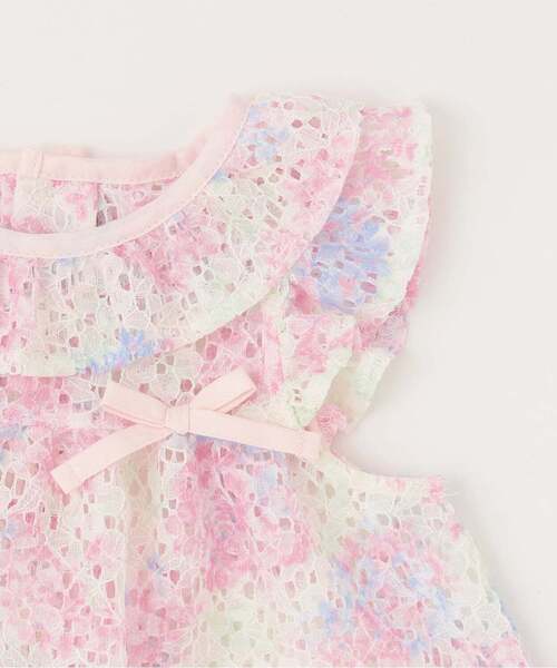 sense of wonder（センスオブワンダー）の「アジサイレースエプロンつき2WAYオール【オーガニック】（ロンパース・キッズ・ピンク/レモンイエロー・50-70cm）」の10枚目の写真