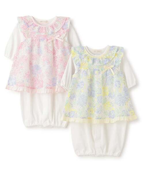 sense of wonder（センスオブワンダー）の「アジサイレースエプロンつき2WAYオール【オーガニック】（ロンパース・キッズ・ピンク/レモンイエロー・50-70cm）」の13枚目の写真