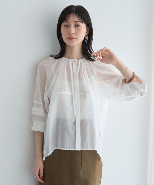 YECCA VECCA(イェッカヴェッカ)の「タックスリーブシアーシャツ(シャツ/ブラウス・レディース・ブラック/オフホワイト/オレンジ・FREE)」の13枚目の写真