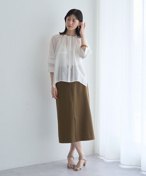 YECCA VECCA(イェッカヴェッカ)の「タックスリーブシアーシャツ(シャツ/ブラウス・レディース・ブラック/オフホワイト/オレンジ・FREE)」の18枚目の写真