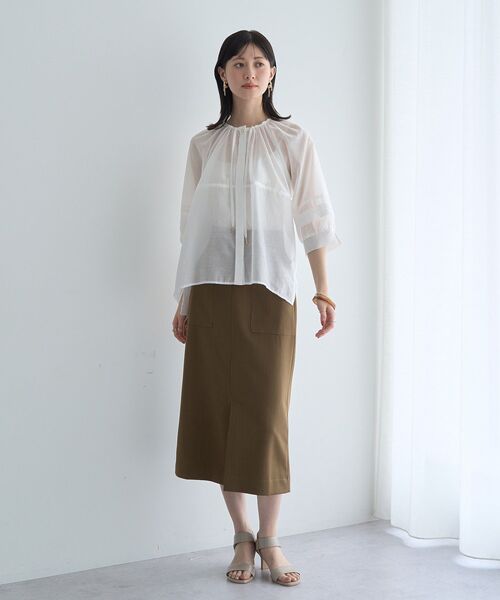 YECCA VECCA(イェッカヴェッカ)の「タックスリーブシアーシャツ(シャツ/ブラウス・レディース・ブラック/オフホワイト/オレンジ・FREE)」の20枚目の写真