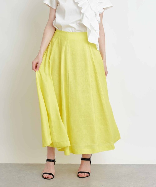 PICCIN（ピッチン）の「麻ドレープAラインスカート（スカート・レディース・ターコイズブルー/ピンク/イエロー・M）」の2枚目の写真