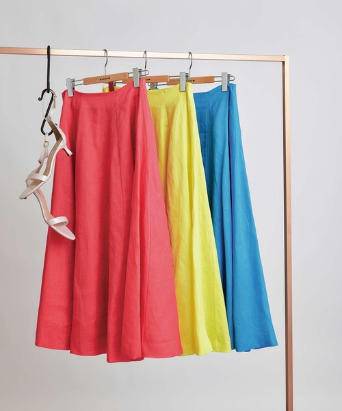 PICCIN（ピッチン）の「麻ドレープAラインスカート（スカート・レディース・ターコイズブルー/ピンク/イエロー・M）」の6枚目の写真