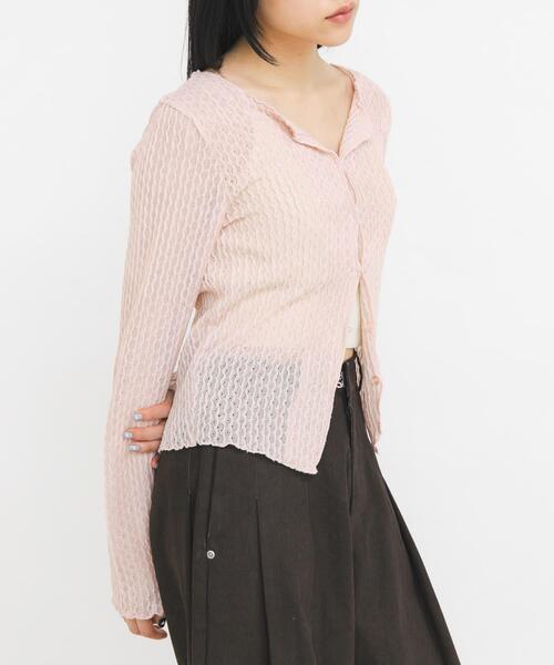 KBF（ケイビーエフ）の「フロントオープンアイレットカットソー（Tシャツ/カットソー・レディース・オフホワイト/ブラック/ピンク・ONE）」の3枚目の写真