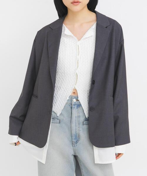 KBF（ケイビーエフ）の「フロントオープンアイレットカットソー（Tシャツ/カットソー・レディース・オフホワイト/ブラック/ピンク・ONE）」の4枚目の写真