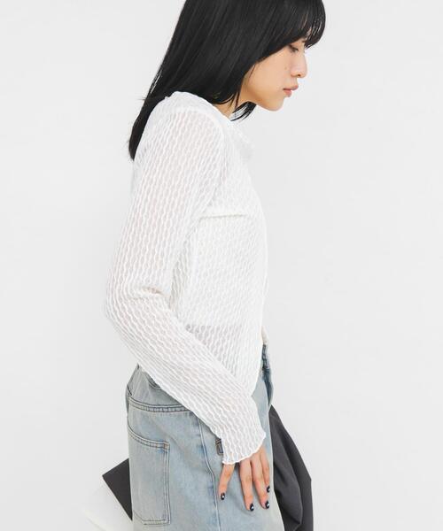 KBF（ケイビーエフ）の「フロントオープンアイレットカットソー（Tシャツ/カットソー・レディース・オフホワイト/ブラック/ピンク・ONE）」の7枚目の写真