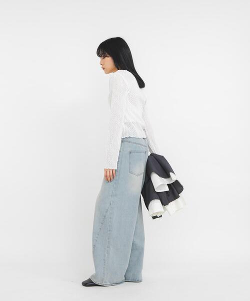 KBF（ケイビーエフ）の「フロントオープンアイレットカットソー（Tシャツ/カットソー・レディース・オフホワイト/ブラック/ピンク・ONE）」の9枚目の写真