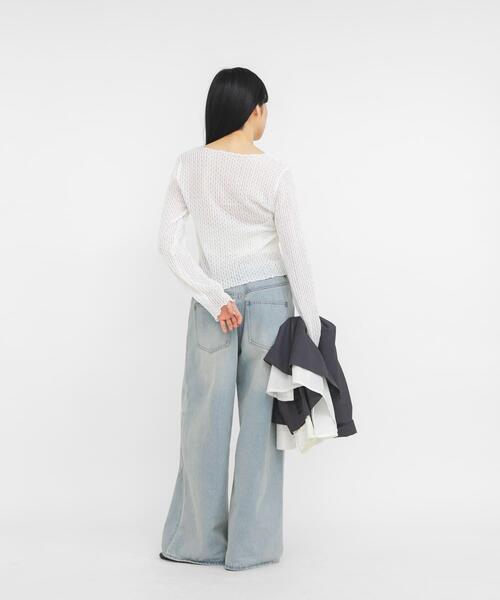 KBF（ケイビーエフ）の「フロントオープンアイレットカットソー（Tシャツ/カットソー・レディース・オフホワイト/ブラック/ピンク・ONE）」の10枚目の写真