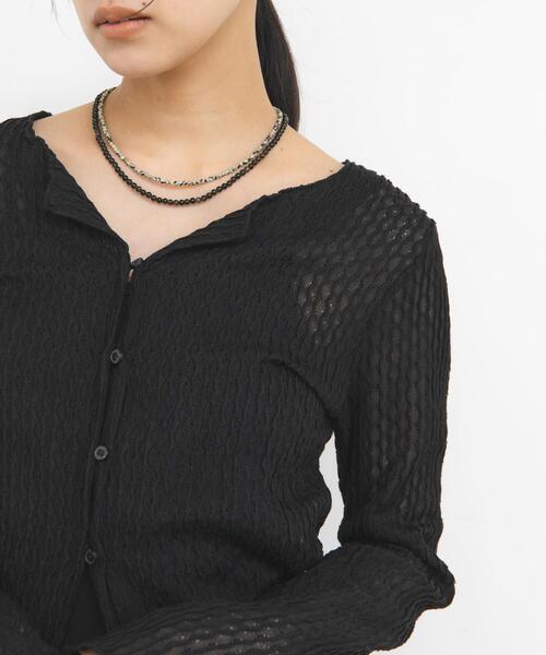 KBF（ケイビーエフ）の「フロントオープンアイレットカットソー（Tシャツ/カットソー・レディース・オフホワイト/ブラック/ピンク・ONE）」の22枚目の写真