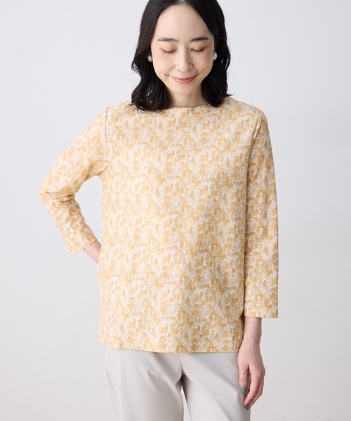 DECOY SINCE 1981(デコイシンスイチキュウハチイチ)の「ジャガードプリント8部袖Tシャツ【綿100%・オーガニックコットンブレンド】(Tシャツ/カットソー・レディース・グリーン/ブルー/オレンジ・M/LL/L)」の6枚目の写真