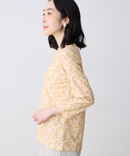 DECOY SINCE 1981(デコイシンスイチキュウハチイチ)の「ジャガードプリント8部袖Tシャツ【綿100%・オーガニックコットンブレンド】(Tシャツ/カットソー・レディース・グリーン/ブルー/オレンジ・M/LL/L)」の7枚目の写真