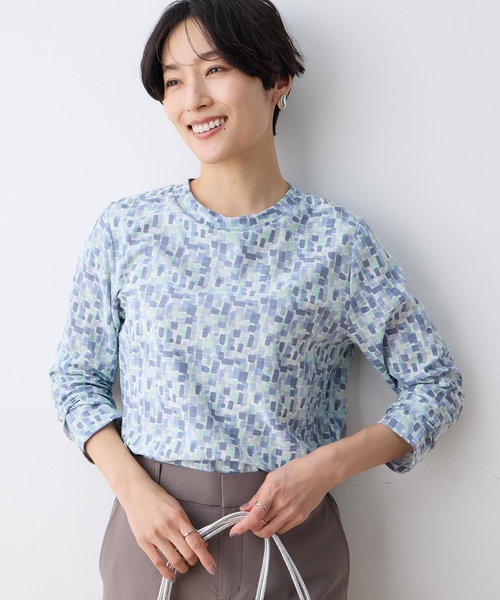 DECOY SINCE 1981(デコイシンスイチキュウハチイチ)の「ジャガードプリント8部袖Tシャツ【綿100%・オーガニックコットンブレンド】(Tシャツ/カットソー・レディース・グリーン/ブルー/オレンジ・M/LL/L)」の9枚目の写真