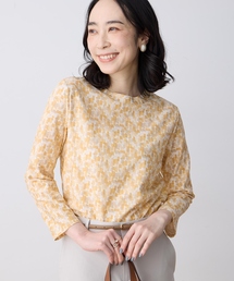 ジャガードプリント8部袖Tシャツ【綿100%・オーガニックコットンブレンド】