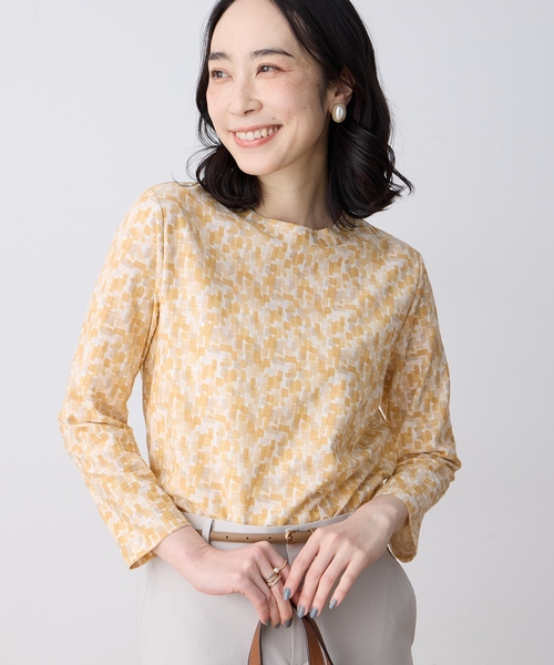 DECOY SINCE 1981(デコイシンスイチキュウハチイチ)の「ジャガードプリント8部袖Tシャツ【綿100%・オーガニックコットンブレンド】(Tシャツ/カットソー・レディース・グリーン/ブルー/オレンジ・M/LL/L)」の2枚目の写真