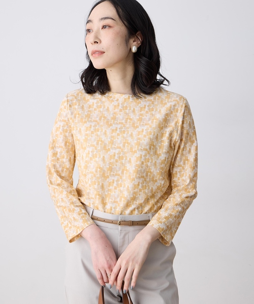 DECOY SINCE 1981(デコイシンスイチキュウハチイチ)の「ジャガードプリント8部袖Tシャツ【綿100%・オーガニックコットンブレンド】(Tシャツ/カットソー・レディース・グリーン/ブルー/オレンジ・M/LL/L)」の4枚目の写真