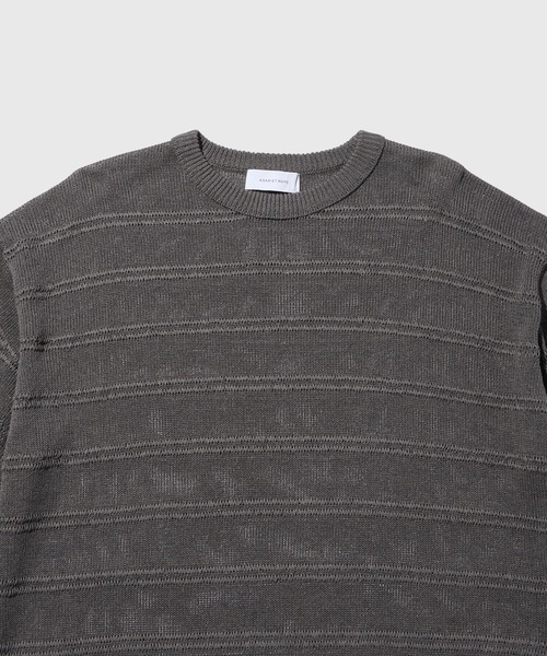 ADAM ET ROPE'(アダムエロペ)の「シアーボーダーニットTEE(Tシャツ/カットソー・メンズ・チャコールグレー/オフホワイト/ブラック・M/L)」の5枚目の写真
