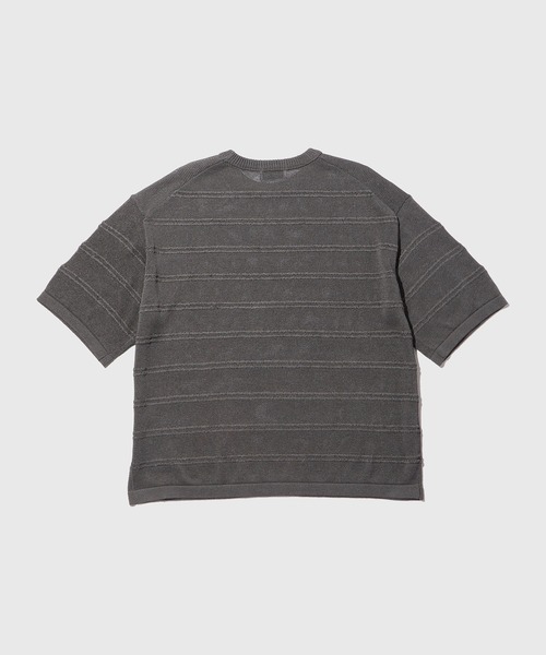 ADAM ET ROPE'(アダムエロペ)の「シアーボーダーニットTEE(Tシャツ/カットソー・メンズ・チャコールグレー/オフホワイト/ブラック・M/L)」の9枚目の写真