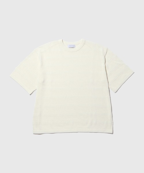 ADAM ET ROPE'(アダムエロペ)の「シアーボーダーニットTEE(Tシャツ/カットソー・メンズ・チャコールグレー/オフホワイト/ブラック・M/L)」の4枚目の写真