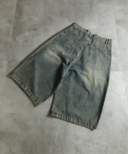 many men many mind(メニーメンメニーマインド)の「MANYMENMANYMINDS / 泥加工デニム/タックワイドショートパンツ(デニムパンツ・メンズ・サックスブルー/ブルー/ブラック・LARGE/MEDIUM)」の14枚目の写真