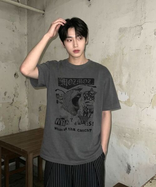 MOZMOZ（モズモズ）の「スクリーンピグメントオーバーサイズ半袖Tシャツブラック（Tシャツ/カットソー・レディース・その他・M/XL/XXL）」の5枚目の写真