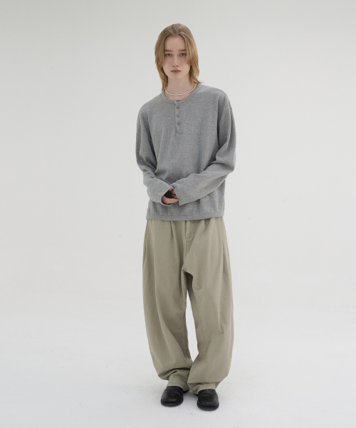NOUN(ノウン)の「pique henley t-shirts (melange gray)(Tシャツ/カットソー・メンズ・その他・1/2)」の2枚目の写真