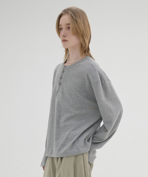 NOUN(ノウン)の「pique henley t-shirts (melange gray)(Tシャツ/カットソー・メンズ・その他・1/2)」の3枚目の写真