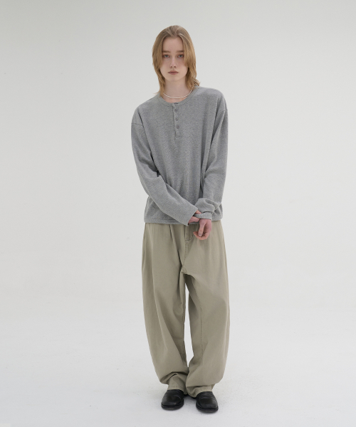 NOUN(ノウン)の「pique henley t-shirts (melange gray)(Tシャツ/カットソー・メンズ・その他・1/2)」の4枚目の写真