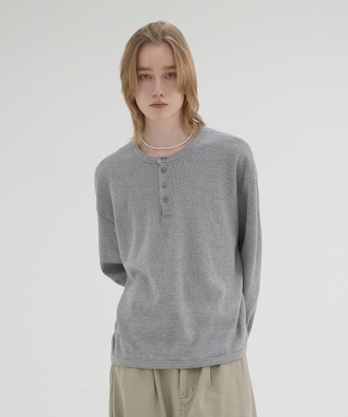 NOUN(ノウン)の「pique henley t-shirts (melange gray)(Tシャツ/カットソー・メンズ・その他・1/2)」の5枚目の写真