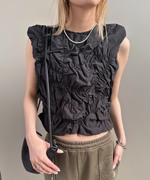 Ameri（アメリ）の「BUMPY GATHER BACK OPEN TOP（シャツ/ブラウス）」