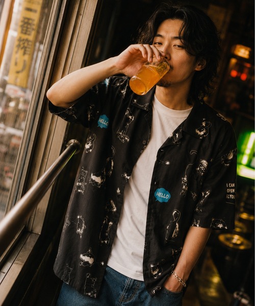 ZIP FIVE(ジップファイブ)の「総柄アニマルプリントシャツ オープンカラーシャツ イヌ ネコ(シャツ/ブラウス・メンズ・グレー/ブラック/ベージュ/ホワイト/アイボリー/ブラック系・LARGE/X-LARGE/MEDIUM)」の4枚目の写真