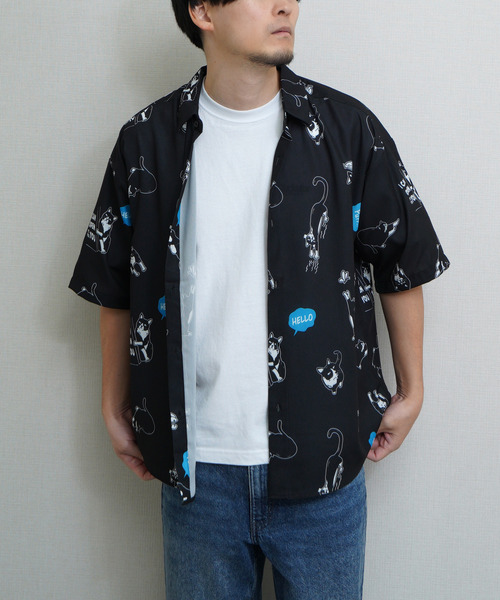 ZIP FIVE(ジップファイブ)の「総柄アニマルプリントシャツ オープンカラーシャツ イヌ ネコ(シャツ/ブラウス・メンズ・グレー/ブラック/ベージュ/ホワイト/アイボリー/ブラック系・LARGE/X-LARGE/MEDIUM)」の19枚目の写真