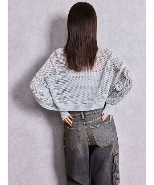 GYDA（ジェイダ）の「GLITTERメッシュニットカーディガン（カーディガン/ボレロ・レディース・ライトブルー/ブラック/グレー・FREE）」の11枚目の写真
