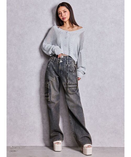 GYDA（ジェイダ）の「GLITTERメッシュニットカーディガン（カーディガン/ボレロ・レディース・ライトブルー/ブラック/グレー・FREE）」の12枚目の写真