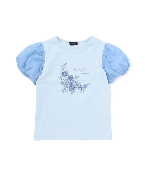 BeBe(ベベ)の「ジャルダンフルーリプリントレースバルーンスリーブ天竺Tシャツ(Tシャツ/カットソー・キッズ・ブルー/ホワイト・120cm/150cm/140cm/130cm/110cm)」の11枚目の写真