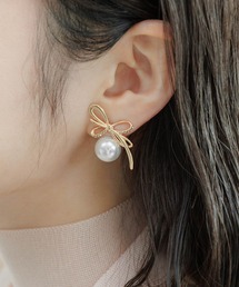 RANDA | パールリボンピアス(ピアス(両耳用))