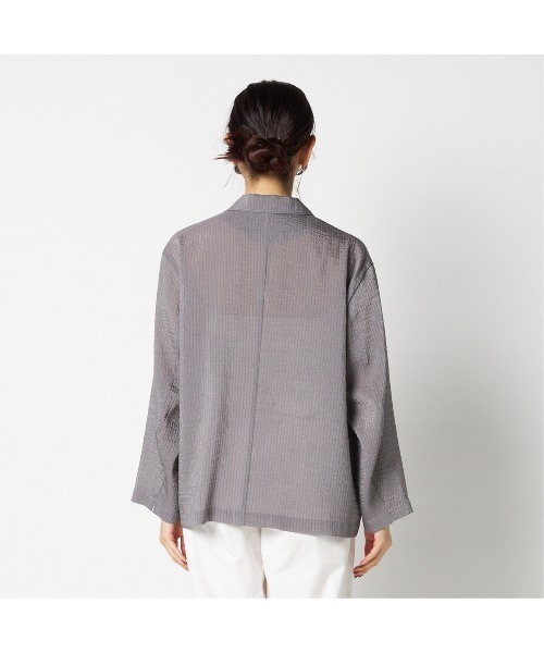 HELIOPOLE（エリオポール）の「SHEER DOBBY STRIPE JACKET（テーラードジャケット・レディース・グレー/ブラック・36/38）」の13枚目の写真